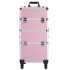 US 3 in 1 Cosmetic Case Trolley 4 wheel Multi layer Large capacity Case Makeup Storage Box Pink