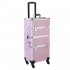 US 3 in 1 Cosmetic Case Trolley 4 wheel Multi layer Large capacity Case Makeup Storage Box Pink