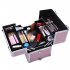 US 3 in 1 Cosmetic Case Trolley 4 wheel Multi layer Large capacity Case Makeup Storage Box Pink