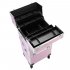 US 3 in 1 Cosmetic Case Trolley 4 wheel Multi layer Large capacity Case Makeup Storage Box Pink