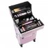 US 3 in 1 Cosmetic Case Trolley 4 wheel Multi layer Large capacity Case Makeup Storage Box Pink