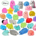 US 30Pcs Mochi Squishy Toys Glitter Mini Animal Shaped Squishies Toys Party Favors for Kids Stress Relief Toys Xmas Gifts random
