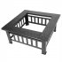 US 32in Portable Square Fire Bowl Lightweight Fire Pit With Poker Mesh Lid Accessories For Garden Courtyard black