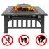 US 32in Portable Square Fire Bowl Lightweight Fire Pit With Poker Mesh Lid Accessories For Garden Courtyard black