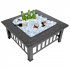US 32in Portable Square Fire Bowl Lightweight Fire Pit With Poker Mesh Lid Accessories For Garden Courtyard black