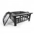 US 32in Portable Square Fire Bowl Lightweight Fire Pit With Poker Mesh Lid Accessories For Garden Courtyard black