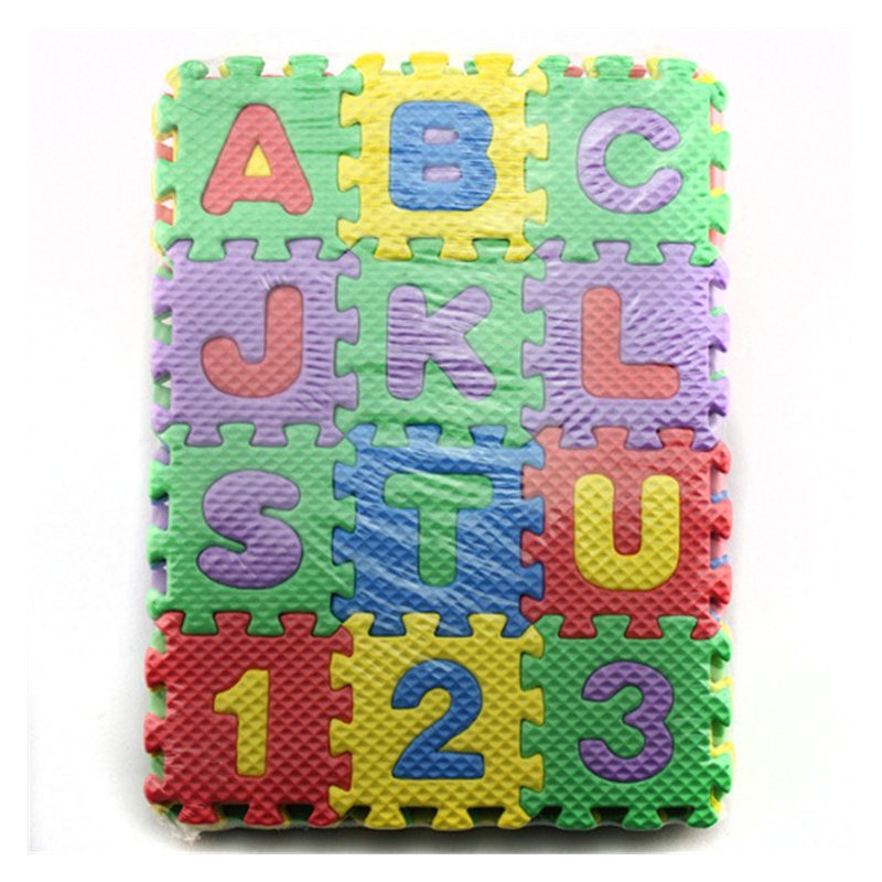 US 36 Pieces Child Cartoon Letters Numbers Foam Play Puzzle Mat Floor Carpet Rug for Baby Kids Home Decoration Photo Color