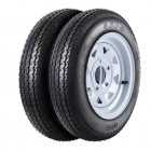 US 4.80-8 Trailer Tires On Rims 4.8-8 480-8 4.80 X 8 Wheel White Spoke