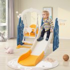 US 4 In 1 Toddler Slide Swing Set Freestanding Slide Climber Playset With Basketball Hoop Indoor Outdoor Playground Equipment For Kids Gifts blue