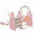 US 4 In 1 Toddler Slide Swing Set Freestanding Slide Climber Playset With Basketball Hoop Indoor Outdoor Playground Equipment For Kids Gifts Pink White