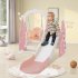 US 4 In 1 Toddler Slide Swing Set Freestanding Slide Climber Playset With Basketball Hoop Indoor Outdoor Playground Equipment For Kids Gifts Pink White