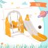 US 4 In 1 Toddler Slide Swing Set Freestanding Slide Climber Playset With Basketball Hoop Indoor Outdoor Playground Equipment For Kids Gifts Pink White