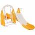 US 4 In 1 Toddler Slide Swing Set Freestanding Slide Climber Playset With Basketball Hoop Indoor Outdoor Playground Equipment For Kids Gifts Pink White