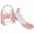 US 4 In 1 Toddler Slide Swing Set Freestanding Slide Climber Playset With Basketball Hoop Indoor Outdoor Playground Equipment For Kids Gifts Pink White