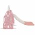 US 4 In 1 Toddler Slide Swing Set Freestanding Slide Climber Playset With Basketball Hoop Indoor Outdoor Playground Equipment For Kids Gifts Pink White