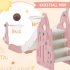 US 4 In 1 Toddler Slide Swing Set Freestanding Slide Climber Playset With Basketball Hoop Indoor Outdoor Playground Equipment For Kids Gifts Pink White