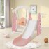 US 4 In 1 Toddler Slide Swing Set Freestanding Slide Climber Playset With Basketball Hoop Indoor Outdoor Playground Equipment For Kids Gifts Pink White