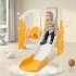 US 4 In 1 Toddler Slide Swing Set Freestanding Slide Climber Playset With Basketball Hoop Indoor Outdoor Playground Equipment For Kids Gifts Pink White
