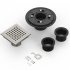 US 4 Inch Square Shower Floor Drain Brushed Nickel High Flow Shower Drain Kit with Flange Removable Grid Cover and Hair Filter