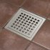 US 4 Inch Square Shower Floor Drain Brushed Nickel High Flow Shower Drain Kit with Flange Removable Grid Cover and Hair Filter