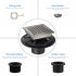 US 4 Inch Square Shower Floor Drain Brushed Nickel High Flow Shower Drain Kit with Flange Removable Grid Cover and Hair Filter