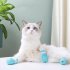 US 4 Pcs Anti scratch Boots Cat  Foot  Cover  Adjustable Prickly Anti off Silicone Cat Paw Protector Shoes  Multifunctional For Bathing Shaving Blue
