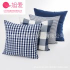 US 4 Pcs/set 45x45cm Throw Pillow Cover Plaid Pattern Sofa Cushion Pillowcase (without Core) Dark blue