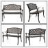 US 40 5 inch Outdoor Cast Aluminum Bench With Mesh Backrest Heavy Duty Rust Free For Front Porch Backyard Lawn Garden Pool Deck bench