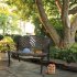 US 40 5 inch Outdoor Cast Aluminum Bench With Mesh Backrest Heavy Duty Rust Free For Front Porch Backyard Lawn Garden Pool Deck bench