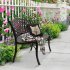 US 40 5 inch Outdoor Cast Aluminum Bench With Mesh Backrest Heavy Duty Rust Free For Front Porch Backyard Lawn Garden Pool Deck bench