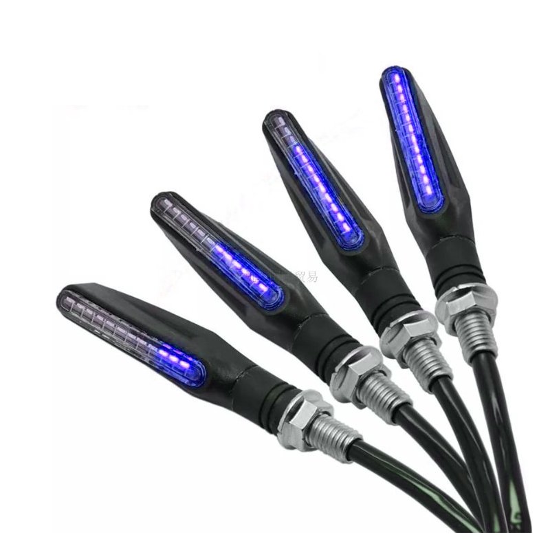 US 4pcs 12V 12LED Flowing LED Motorcycle Turn Signal Indicators Lights Blue light