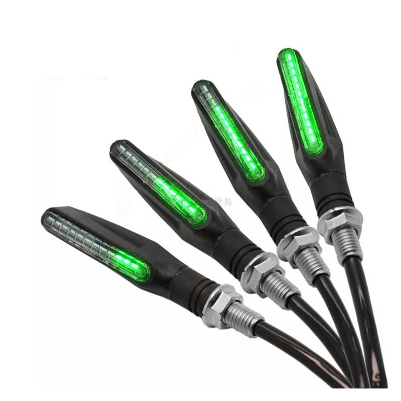 US 4pcs 12V 12LED Flowing LED Motorcycle Turn Signal Indicators Lights Green light