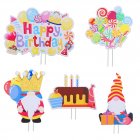 US 5 Pcs/set Happy Birthday Decoration  Card Outdoor Yard Courtyard Letter Lawn Signs Dwarf Decoration As shown