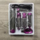 US 5-in-1 Hair Dryer Hot Comb Set Automatic Curling Iron Multi-functional Styling Tool Rose red US plug