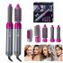 US 5 in 1 Hair Dryer Hot Comb Set Automatic Curling Iron Multi functional Styling Tool Rose red US plug