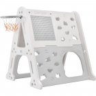 US 5-in-1 Toddler Climber Basketball Hoop Set Playground Climber Playset With Tunnel Climber Whiteboard Building Block Baseplates For Boys Girls Gifts Gray