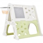 US 5-in-1 Toddler Climber Basketball Hoop Set Playground Climber Playset With Tunnel Climber Whiteboard Building Block Baseplates For Boys Girls Gifts Light Green