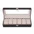 US 6 Compartment Slots Watch Box Organizer Portable Practical Leather Watch Collection Storage Box For Men Women black