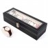 US 6 Compartment Slots Watch Box Organizer Portable Practical Leather Watch Collection Storage Box For Men Women black