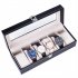 US 6 Compartment Slots Watch Box Organizer Portable Practical Leather Watch Collection Storage Box For Men Women black