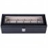 US 6 Compartment Slots Watch Box Organizer Portable Practical Leather Watch Collection Storage Box For Men Women black
