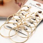 US 6 Pairs Women Fashion Simple Rock Exaggeration Circle Hoop Earrings Set Punk Hoop Earrings  Gold