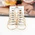 US 6 Pairs Women Fashion Simple Rock Exaggeration Circle Hoop Earrings Set Punk Hoop Earrings  Gold