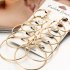 US 6 Pairs Women Fashion Simple Rock Exaggeration Circle Hoop Earrings Set Punk Hoop Earrings  Gold