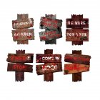 US 6pcs Corrugated Wooden  Sign Halloween Decoration Card For Outdoor Yard Courtyard Hollow Board Decoration As shown
