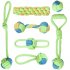 US 7 Pcs Washable Cotton Rope Interactive Chew Toys Set For Teeth Cleaning 7pcs green