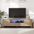 US 70 Inch Modern TV Stand With LED Lights Entertainment Center TV Cabinet Media Console Table For Gaming Living Room Bedroom Natural Wood Wash black