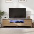 US 70 Inch Modern TV Stand With LED Lights Entertainment Center TV Cabinet Media Console Table For Gaming Living Room Bedroom Natural Wood Wash black