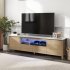 US 70 Inch Modern TV Stand With LED Lights Entertainment Center TV Cabinet Media Console Table For Gaming Living Room Bedroom Natural Wood Wash black