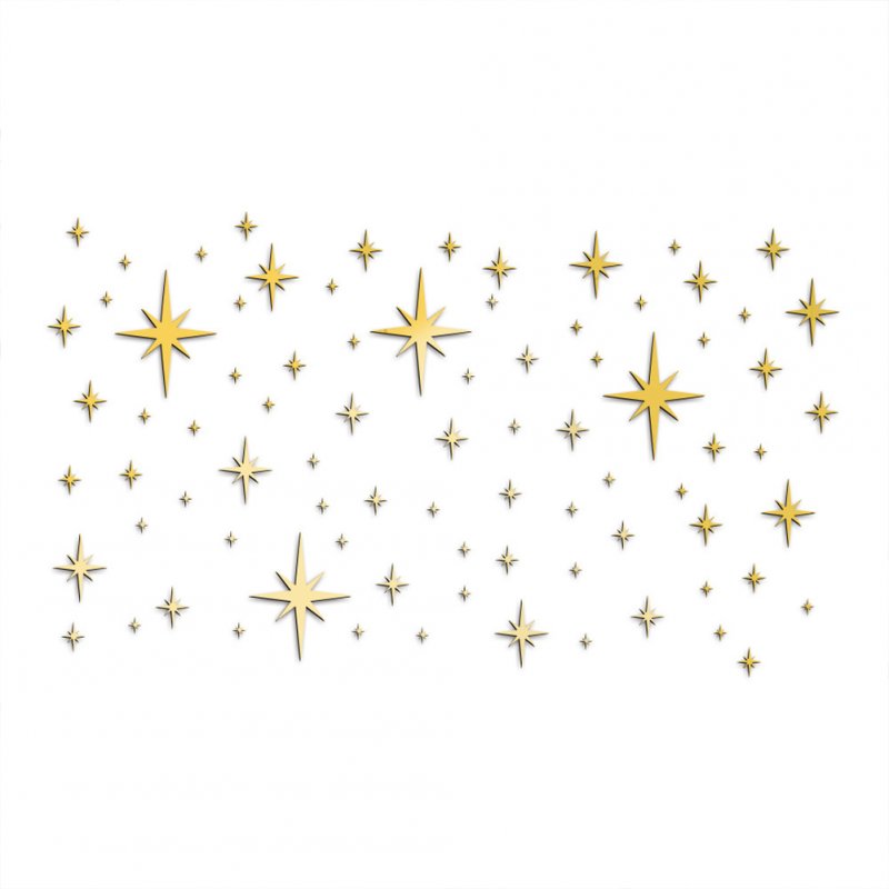 US 82pcs Acrylic Star Mirror Wall Sticker Waterproof Self-adhesive Children Room Kindergarten Home Decoration gold